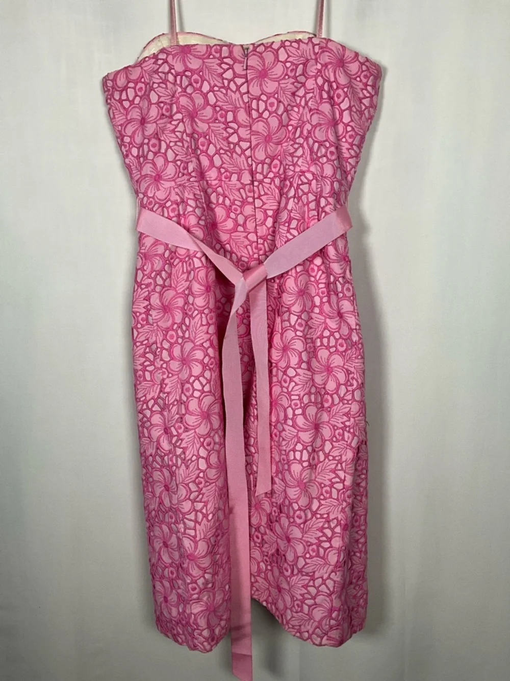 Lilly Pulitzer Dress Size 4 Pink Floral Strapless Lace Dress - Picture 3 of 10